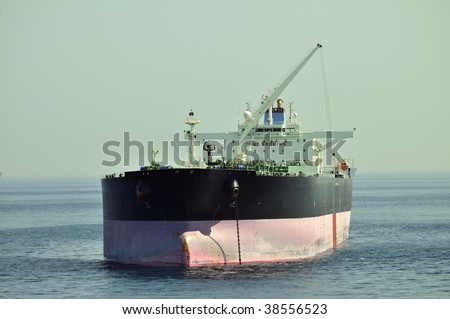 Tanker crude oil carrier ship designed for transporting crude oil with anchor