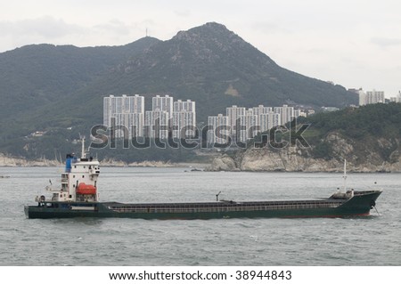 Cargo ship designed for transporting of bulk cargo, on the anchorage