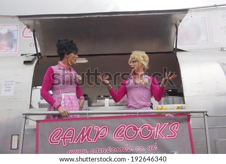 Chorley, Lancashire, UK. 11th May 2014. \'Camp Cooks\' providing entertainment and food at the first ever food festival to be held in Chorley.