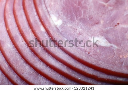 sliced ham, smoked meat texture