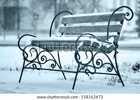 first snow of winter bench