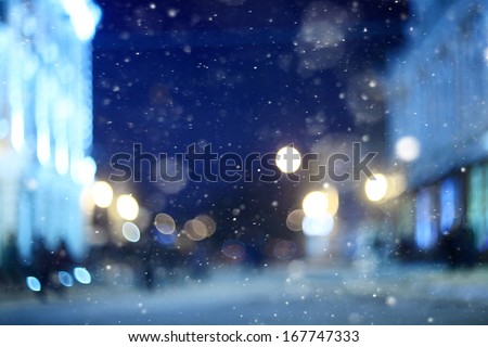 city Ã?Â¢??Ã?Â¢??night winter snow blurred background