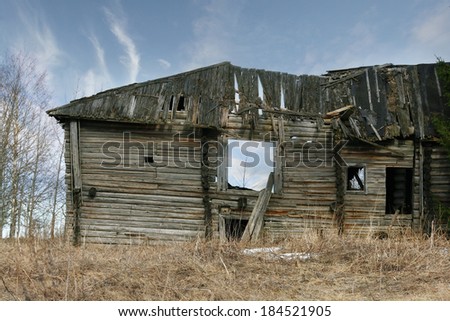 old wooden destroyed house
