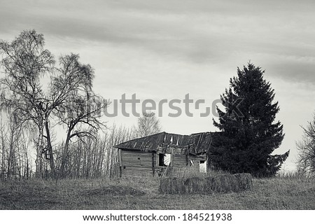old wooden destroyed house