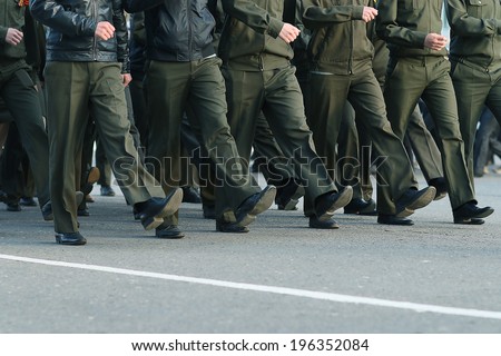 Soldiers parade boots feet