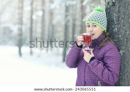 snowfall nature portrait of woman health beauty