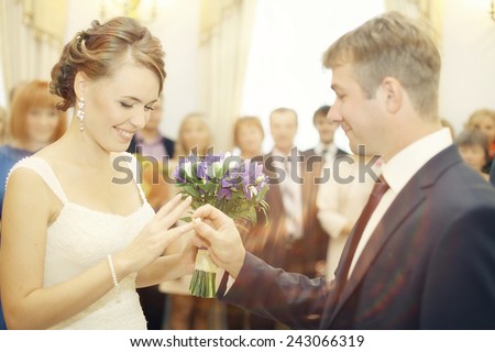 wedding ceremony in a registry office painting, marriage