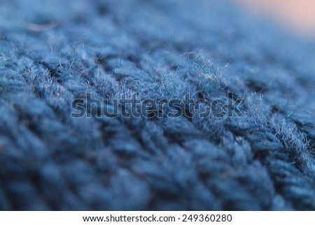 blue wool fiber texture close-up