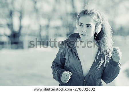 black and white spring winter portrait of a girl in cold tones