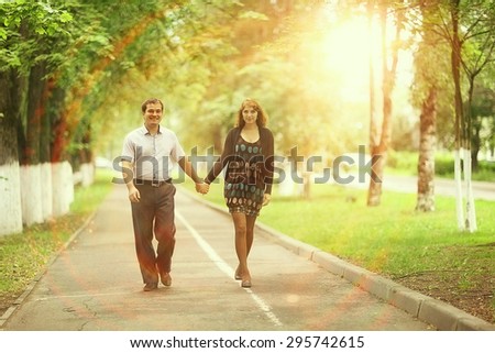 Autumn couple love walk