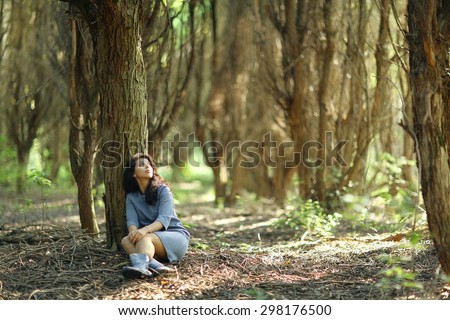 Autumn meditation nature girl forest