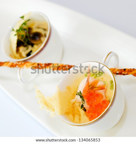 Chinese Steam egg with shrimp and red caviar
