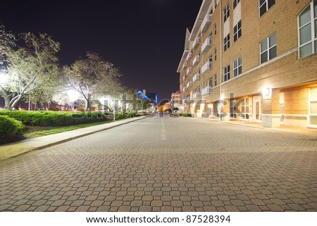 Harborview Homes Apartments Walkway at Night Lit Up in Baltimore Maryland