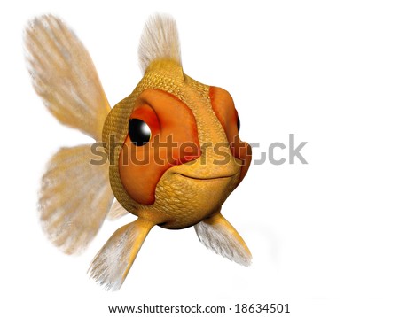 happy goldfish cartoon. A cartoon goldfish looking