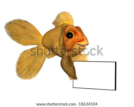 goldfish cartoon cute. A cartoon goldfish holding