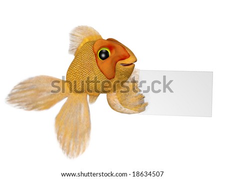 goldfish cartoon. A cartoon goldfish holding