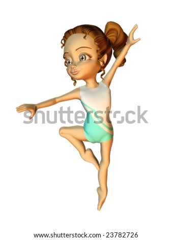 A cute cartoon girl in a ballet pose