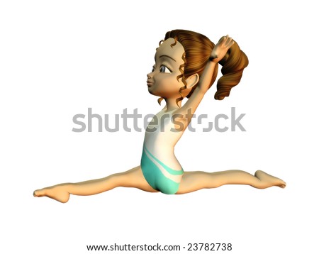 stock photo : A cute cartoon girl doing a split.