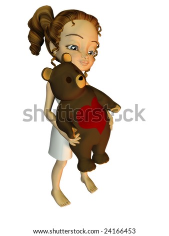 A cute cartoon girl holding a