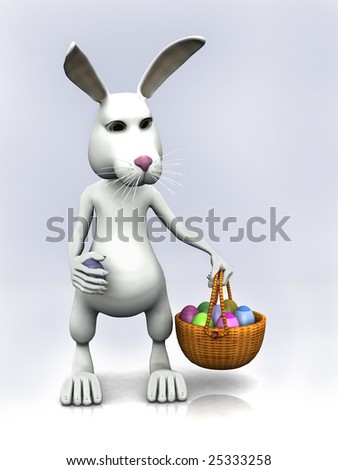 cartoon easter bunnies and eggs. stock photo : A cartoon easter