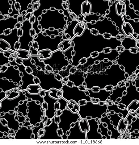 metal chain on black seamless background.