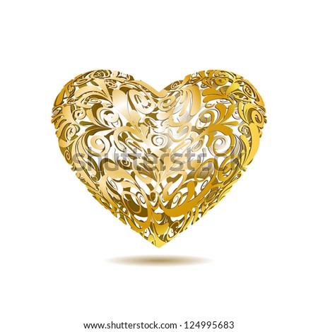 Gold Openwork Floral Heart