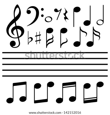 Vector icons set music note - stock vector
