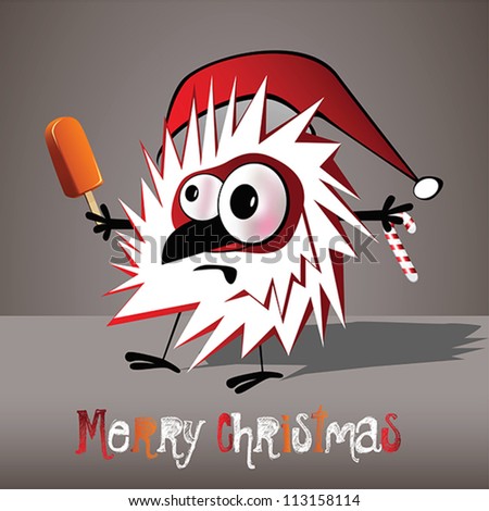 Merry Christmas Funny Bird Stock Vector Illustration 113158114 : Shutterstock