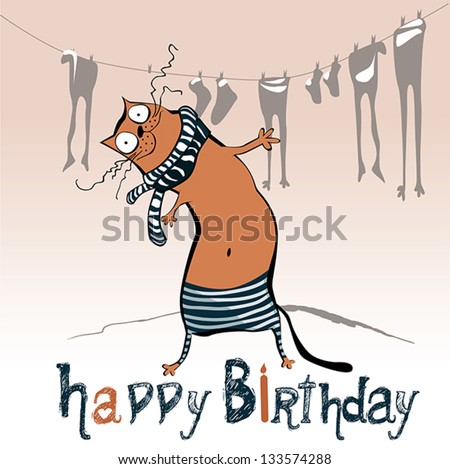 happy birthday funny card animal cat