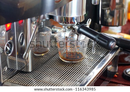 espresso machine, fresh coffee from coffee machine