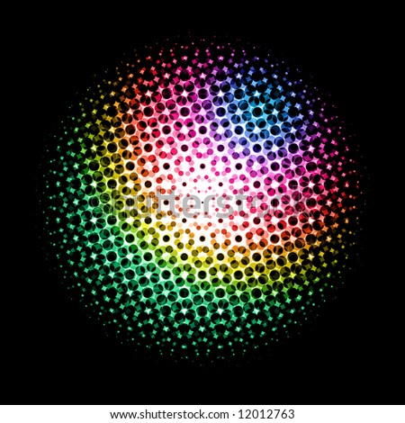 Surface of an abstract sphere with iridescent points