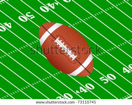 American football ball on a playground. Vector illustration.