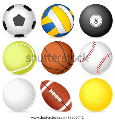 Sport Balls On White Background. Vector Illustration. - 98503742