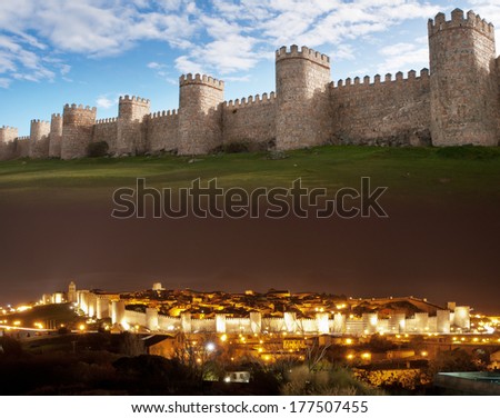 A view of city of Avila during day and night