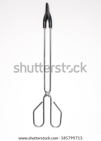 Stainless Steel BBQ Kitchen Tongs - Stock Image