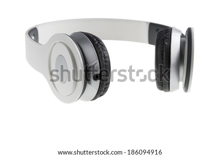 White earphones with black padding, isolated on white