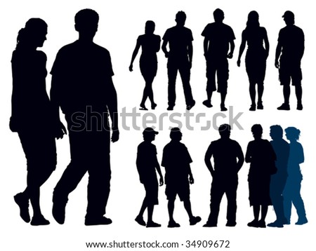 people silhouettes vector. stock vector : A set of people