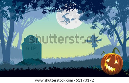 Halloween scary park, illustration for Halloween holiday
