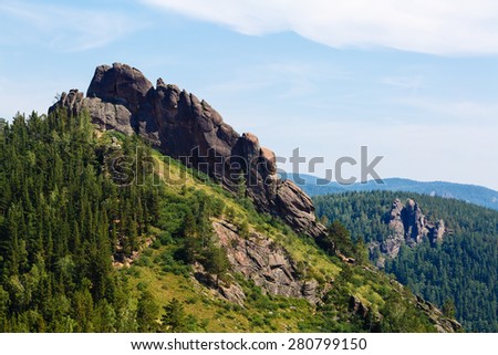 Summer landscape the wood, mountains in Russia Siberia