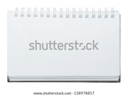 open white notebook on white background