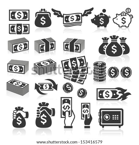 Set of money icons. Vector illustration