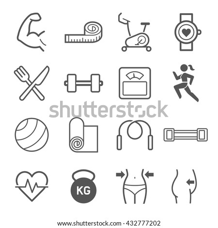 Set of exercise icons. Vector illustrations.