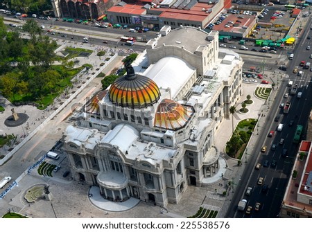 MEXICO CITY, MEXICO - JULY 3, 2013: The Palacio de Bellas Artes (Palace of Fine Arts) in Mexico City on July 3, 2013.