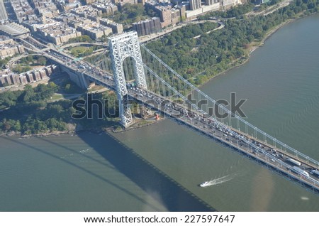 NEW YORK CITY - SEPTEMBER 27, 2014: George Washington bridge view from a helicopter, New York City, USA.