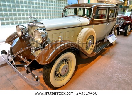 Reno, Nevada - May 29, 2014: Vintage cars in the National Automobile Museum, Reno, Nevada, USA.