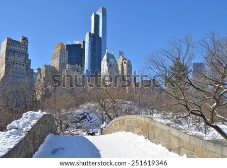 New York City - January 28, 2015: Central Park on January 28, 2015,  Manhattan, New York City, USA.