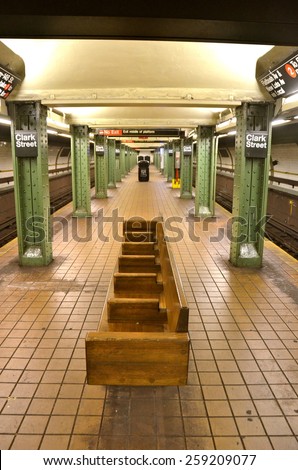 NEW YORK CITY - March 8, 2015: New York City subway station in Brooklyn, New York City, USA.
