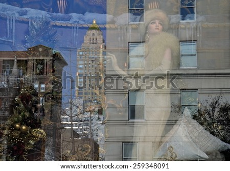 New York City - December 11, 2013: Spectacular window display at Ralph Lauren in NYC on December 11, 2013.