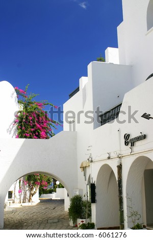 A typical white mediterranean house in Tunisia in North Africa