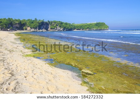 A beautiful beach on a hot and sunny day, Balangan beach, Bali.
